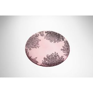 Тарелка d 28 см h 2 см, стекло, цвет пастельно-розовый с серебристым узором, Coralina