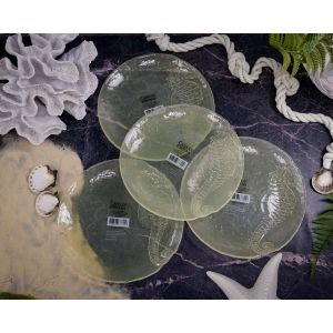 Набор обеденных тарелок Casa di Fortuna SeaHorse , 22 см , 4 шт., пастельно-желтый, стекло