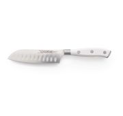 Нож «Сантоку» с грантонами 12,5 см, L 23 см, нерж. сталь / АБС-пластик, цвет ручки белый, Marble