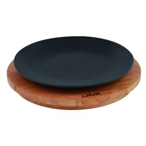 Блюдо круглое на деревянном подносе (Ø)21cm.