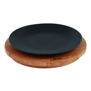 Блюдо круглое на деревянном подносе (Ø)25cm.