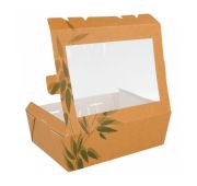 Контейнер картонный для салата с окном, 1 л, 12*17*5,5 см, 25 шт/уп, Garcia de Pou
