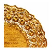 Салфетка ажурная золотая d 27 см, металлизированная целлюлоза, 100 шт, Garcia de Pou
