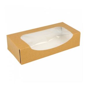 Коробка для суши/макарон с окном 20*9*4,5 см, натуральный, 50 шт/уп, бумага, Garcia de Pou