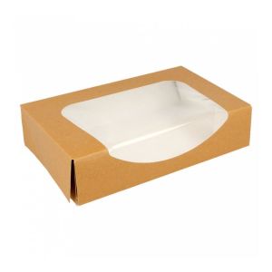 Коробка для суши/макарон с окном 20*12*4,5 см, натуральный, 50 шт/уп, бумага, Garcia de Pou