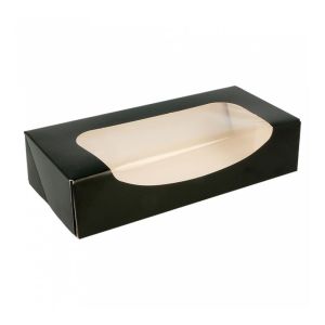 Коробка для суши/макарон с окном 20*9*4,5 см, чёрный, 50 шт/уп, бумага, Garcia de Pou