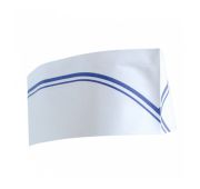 Пилотка поварская бумажная одноразовая белая с синей полосой 28 см, 100 шт/уп, Garcia de Pou