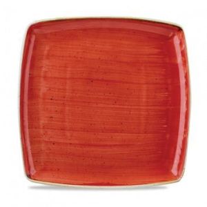 Тарелка мелкая квадратная 26,8см, без борта, Stonecast, цвет Berry Red