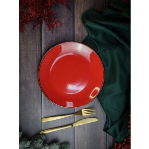 Тарелка 24 см безбортовая фарфор цвет красный Seasons