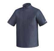 Куртка поварская мужская на кнопках, короткий  рукав,  воротник-стойка, нагрудный карман, 60% полиэстер, 40% хлопок,  синяя джинса, размер XL (54-56)