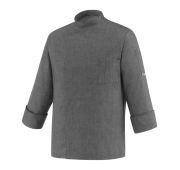 Куртка поварская мужская на кнопках, длинный рукав, воротник-стойка, нагрудный карман, 65% полиэстер, 35% хлопок,  серая джинса, размер XXXL (54-56)