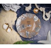 Тарелка d 21 см h 2 см, стекло, цвет пастельно-бежевый с серебристым декором, Crab
