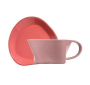 Чашка чайная 200мл и блюдце, светло розовый и розовый, Skallop, Kutahya [2]