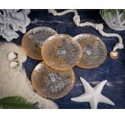 Набор обеденных тарелок Casa di Fortuna Sea Turtle , 21 см , 4 шт., пастельно-лососевый с серебристым декором, стекло