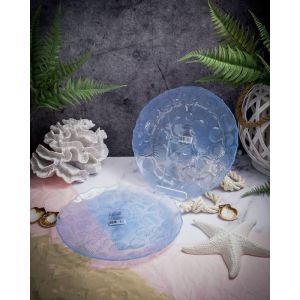 Набор обеденных тарелок Casa di Fortuna Scallops , 28 см , 2 шт., пастельно-голубой, стекло