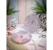 Набор обеденных тарелок Casa di Fortuna Coralina , 28 см , 2 шт., пастельно-розовый с серебристым декором, стекло