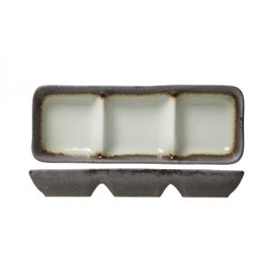 STONE DISH 7X19CM WITH 3 COMPARTMENTS