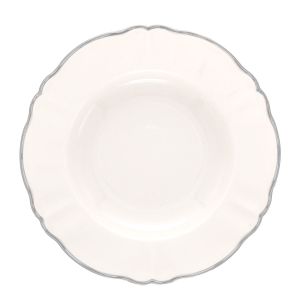 Тарелка глубокая 26,5 см, цвет молочный, с платиновым ободком, PARISIENNE