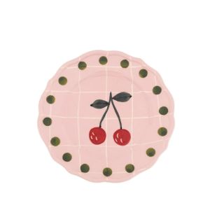 Тарелка мелкая, цвет Rosa, декор вишня, Ø 22,5 см