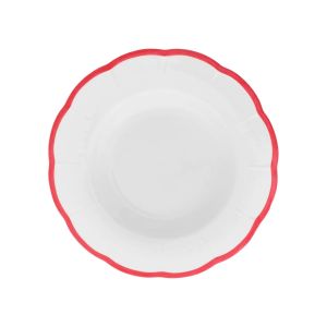 Тарелка глубокая с цветным кантом (красный) Ø 22,8 см